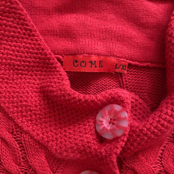 Red Short Sleeve Long Cardigan Sweater - Picture 4 of 4